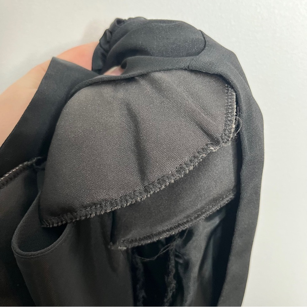 Vintage 80s Little Black Dress Statement Sleeves Open Back Knee Length Size 7/8 - Picture 11 of 11